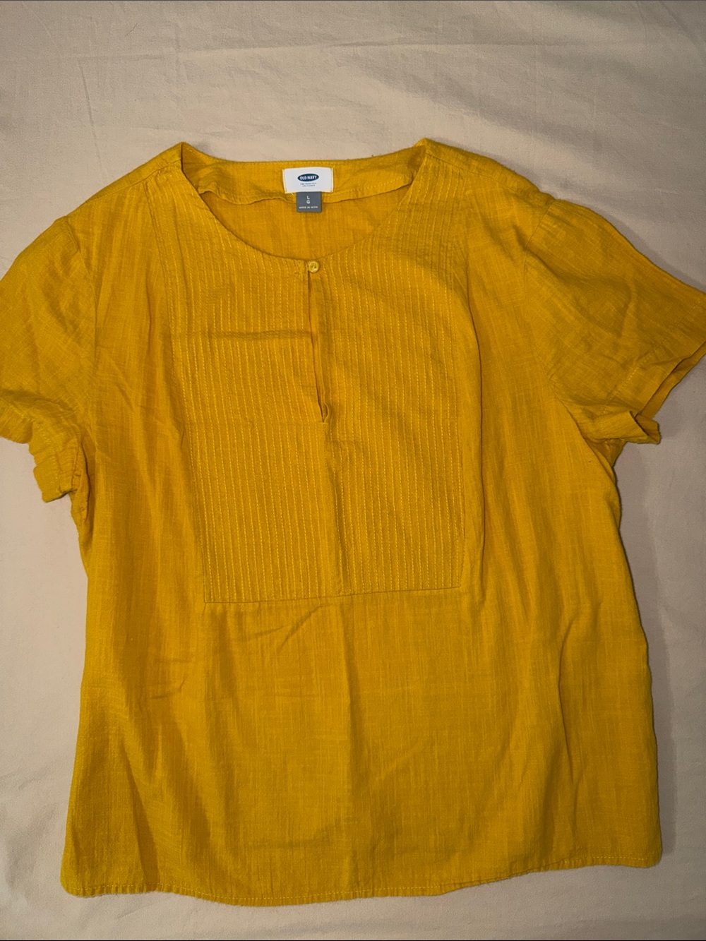 Short-Sleeve Linen-Blend Blouse